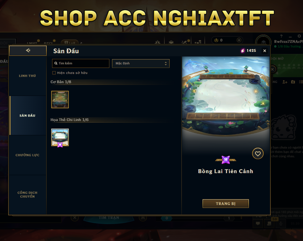 acc tft chứa sân đấu bồng lai tiên cảnh