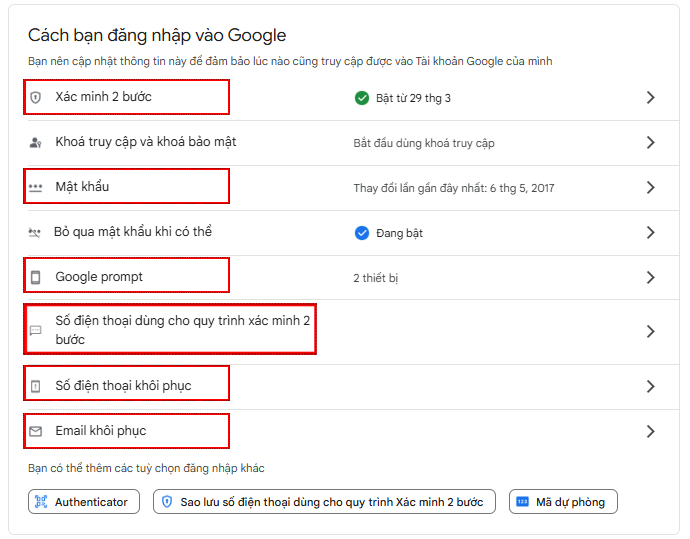 bảo mật google tft